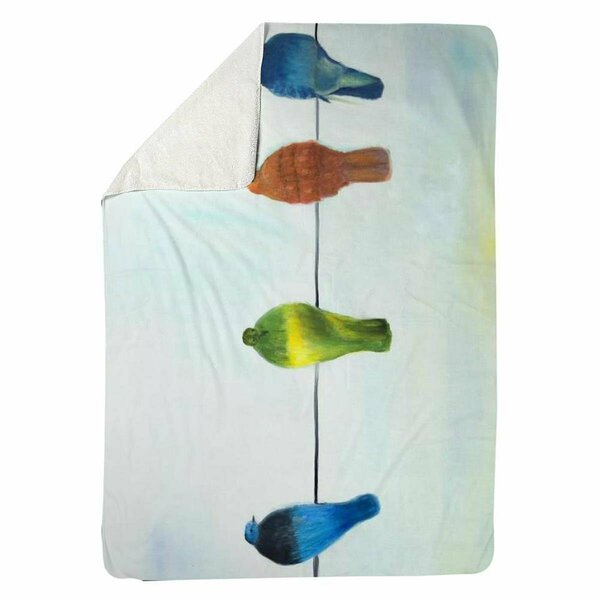 Begin Home Decor 60 x 80 in. Perched Abstract Birds-Sherpa Fleece Blanket 5545-6080-AN481